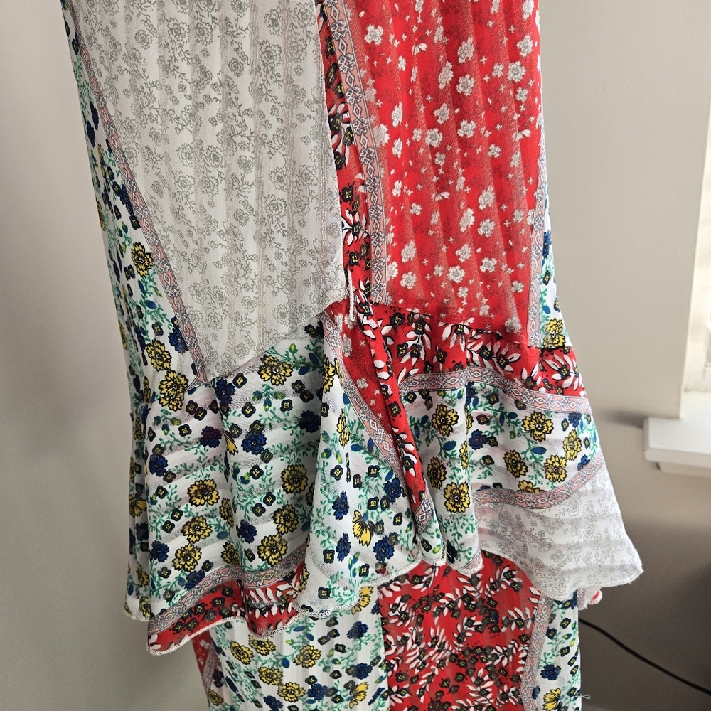 Madame Size L Floral Patchwork Aysemetrical Ruffle Hem Maxi Dress - Picture 10 of 16